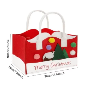 Christmas Felt Tote Bag for Party Supplies - Large Capacity Gift Bag