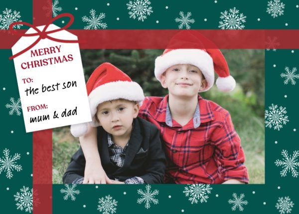 Christmas Gift 7x5" (18x13cm) Folded Greeting Cards, Card & Stationery Green