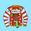 Christmas Jumper Hexagon Glass Ornament, Gifts Blue