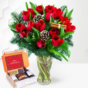 Christmas Tulips & Wine Gift