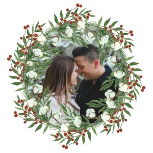 Christmas Wreath Ceramic Photo Tile With Stand, Gifts White