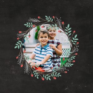 Christmas Wreath Hexagon Glass Ornament, Gifts Black