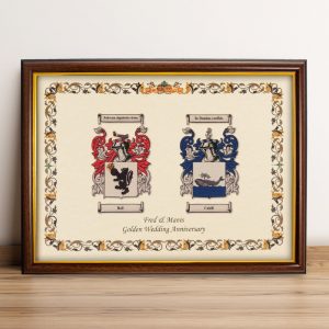 Double Coat Of Arms Print - Coat Of Arms Gift - Personalise With A Special Message, A Wonderful Gift For Couples