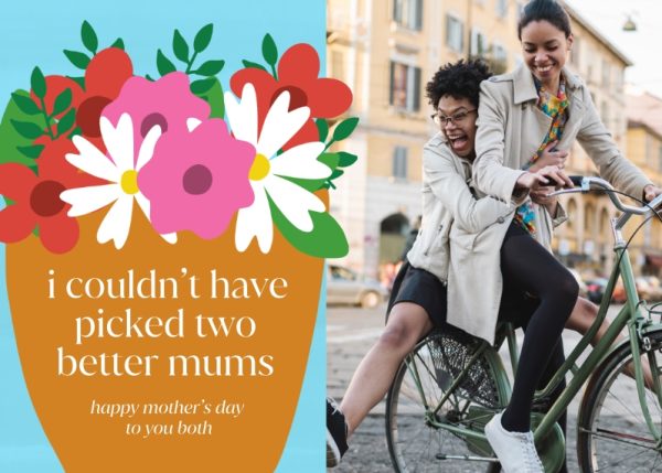 Double Mum Bouquet 8x6" (20x15cm) Folded Greeting Card - Gloss, Card & Stationery Multi