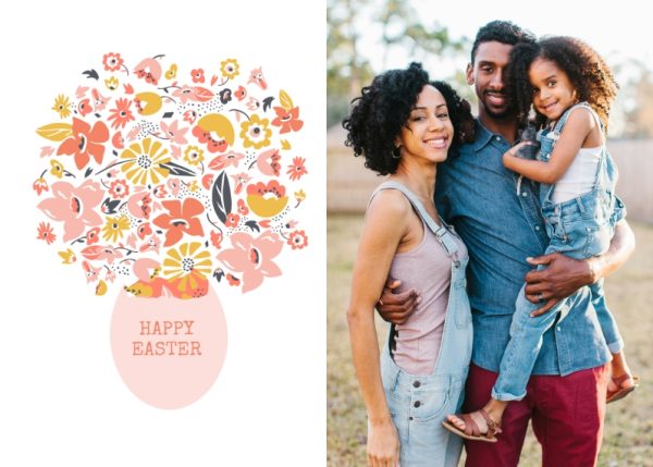 Easter Bouquet 7x5" (18x13cm) Folded Greeting Cards, Card & Stationery Pink