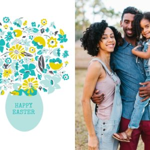 Easter Bouquet 8x6" (20x15cm) Folded Greeting Card - Gloss, Card & Stationery Blue