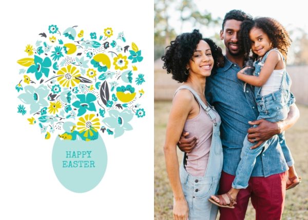 Easter Bouquet 8x6" (20x15cm) Folded Greeting Card - Matt, Card & Stationery Blue