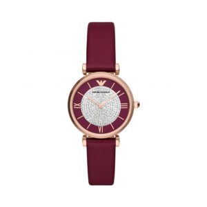 Emporio Armani Ladies Gianni Burgundy Strap Watch! | Wowcher