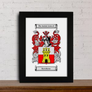 Exclusively Designed Surname Coat of Arms and Family Motto Personalised Print with Frame Options in a Choice of Colourways - A Great Sentimental Gift