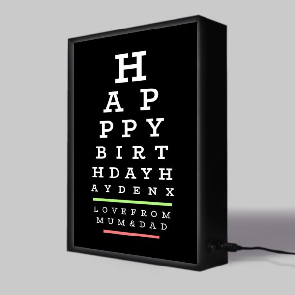 Eye Test Personalised Light Box - Personalised Gifts - Makes A Great Gift For Your Optician