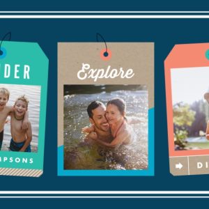 Family Travel Tag Personalised Beach Towel, Gifts Blue