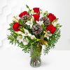 Festive Rose & Freesia - Christmas Flowers - Christmas Flowers Delivered - Christmas Bouquets - Christmas Flowers By Post