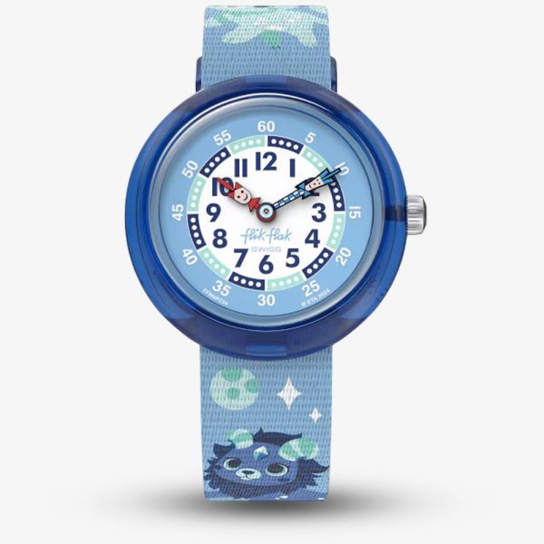 Flik Flak Boys Cosmiclion Blue Fabric Strap Watch FBNP234