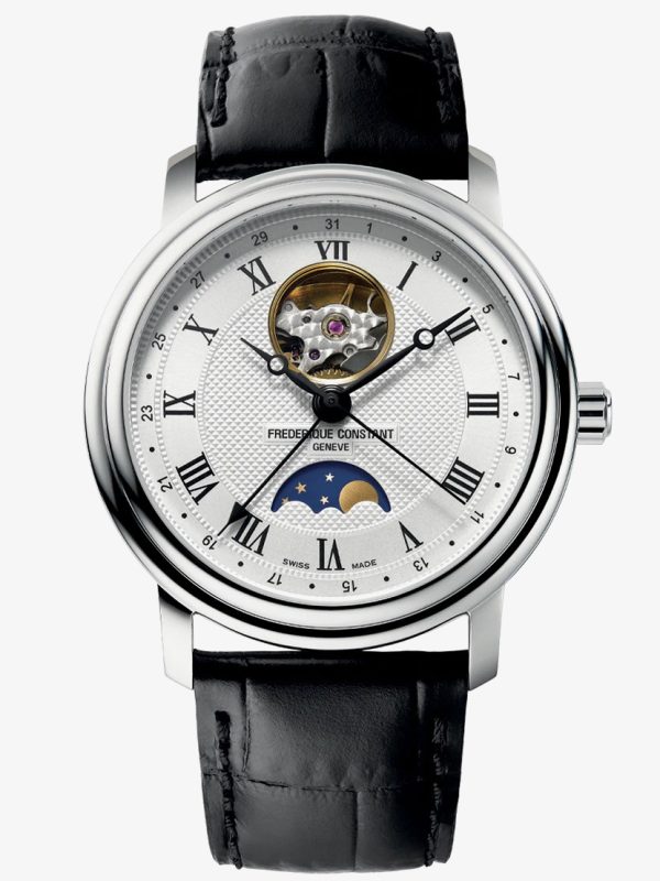 Frederique Constant Mens Heartbeat Moonphase Whtie Dial Watch FC-335MC4P6