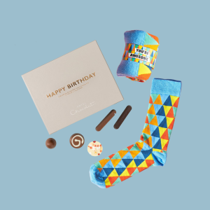 Friends You're Awesome Adult 3Pk Socks & Hotel Chocolat Happy Birthday Gift Box 150G