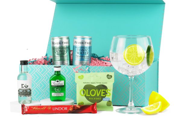 Gin Minis Gift Hamper - Gordons Gin & Edinburgh Gin Miniatures, Tonic Mixers, Snacks | Wowcher