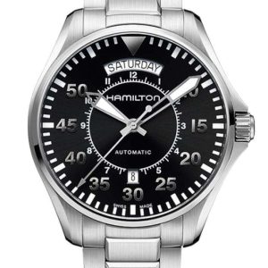 Hamilton Khaki Aviation Pilot Automatic Black Dial Stainless Steel Bracelet Mens Watch H64615135