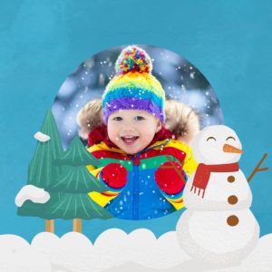 Happy Snowman Personalised Round Tin, Gifts Blue