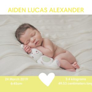 Heart Newborn Announcement 8x9" Personalised Mouse Mat (20x23cm), Gifts Yellow