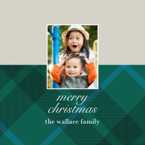Holiday Plaid Personalised Christmas Bauble, Gifts Green