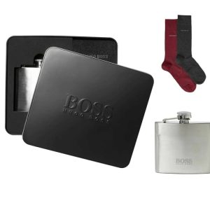 Hugo Boss Christmas Socks & Hip Flask Gift Set - For Him! | Wowcher