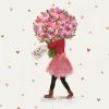 Just Eat Illustration Of A Woman With A Large Bouquet Of Flowers Just To Say Card