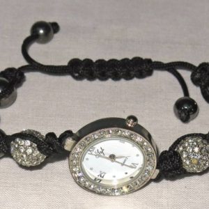 Ladies 'style' Bejewelled Quartz Watch With Beaded Pull Cord Bracelet.