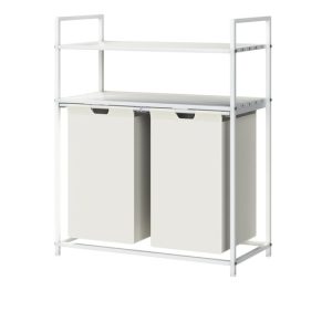 Laundry Basket Hamper With 1 Or 2 Shelves - Black Or White | Wowcher