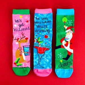 Lets Get Blitzened Set Of 3 Christmas Socks - Christmas Gift Ideas For Her - Fun And Festive Socks For Women