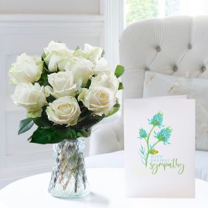 Letterbox Simply White Roses & Sympathy Card