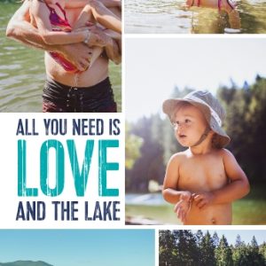 Love and the Lake Personalised Beach Towel, Gifts Black