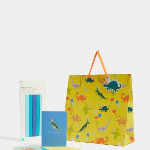 M&S Dinosaurs Gift Wrap Set With Birthday Cards, Gift Bag & Tissue