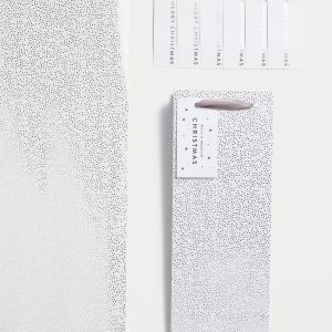 M&S Silver 3M Christmas Gift Wrap with Gift Tags & Bottle Bag
