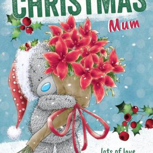 Me To You Tatty Teddy To Mum Poinsettia Bouquet Personalised Christmas Card