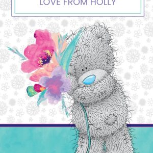 Me To You Tatty Teddy With Bouquet Personalised Thank You Card