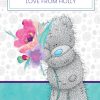 Me To You Tatty Teddy With Bouquet Personalised Thank You Card
