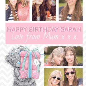 Me To You Tatty Teddy With Gift Personalised Multiple Photo Upload Happy Birthday Card