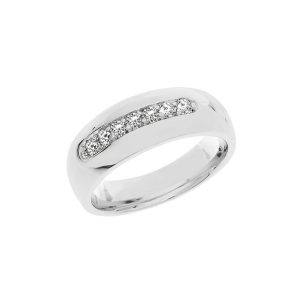 Men's White Topaz Embellished Letterbox Ring in Sterling Silver