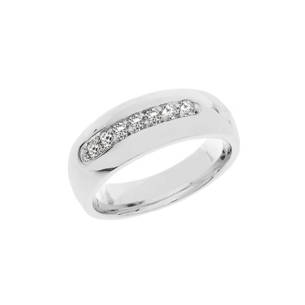 Men's White Topaz Embellished Letterbox Ring in Sterling Silver