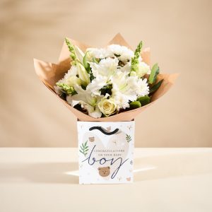 Moonpig Baby Boy Gift Bag With Bouquet