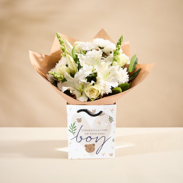 Moonpig Baby Boy Gift Bag With Bouquet