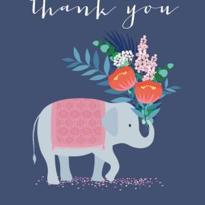 Moonpig Blue Elephant Bouquet Thank You Card