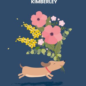 Moonpig Blue Sausage Dog Bouquet Thank You Card
