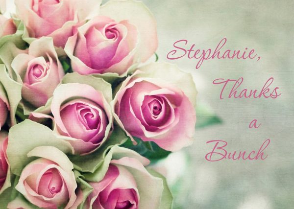 Moonpig Bouquet Of Pink Roses Personalised Thanks A Bunch Card