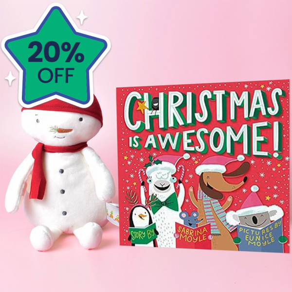 Moonpig Christmas Is Awesome Book & Marshmallow Snowman Gift Set