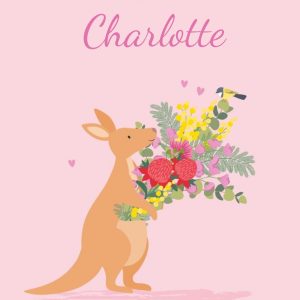 Moonpig Cute Iilustration Of A Kangeroo With A Bouquet Of Flowers Thank You Card