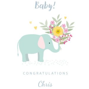 Moonpig Cute Illustrative Elephant Bouquet New Baby Card