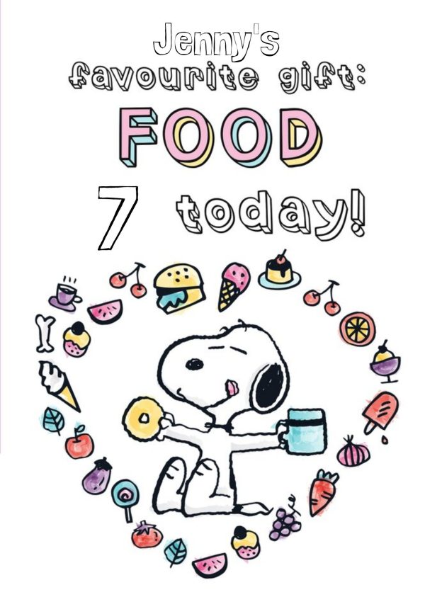 Moonpig Cute Peanuts Snoopy Happy Favourite Gift Food Birthday Card
