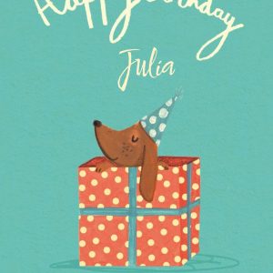 Moonpig Dog With Present Gift Happy Birthday Card