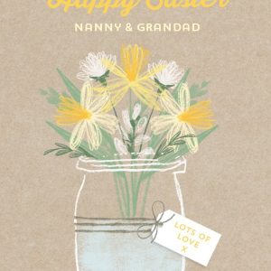 Moonpig Easter Card - Nanny And Grandad - Vase Of Flowers - Bouquet Of Flowers